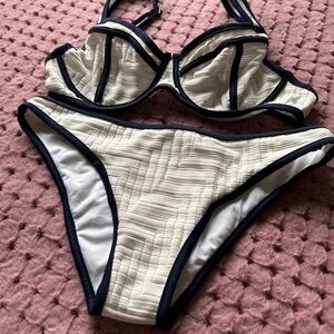 White and Navy Bikini Set